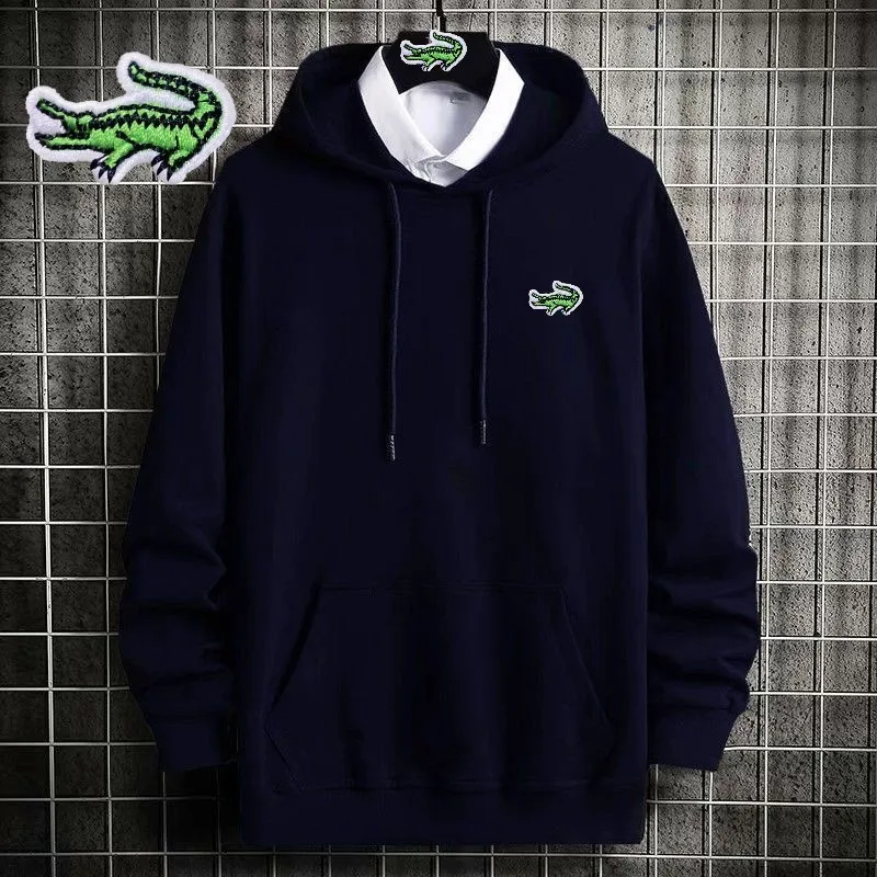 2023Embroidery Brand Spring Autumn Men's 100%Cotton Tracksuit Sets Oversized Hooded Sweatshirt+Pants Suit Casual Sportswear Male