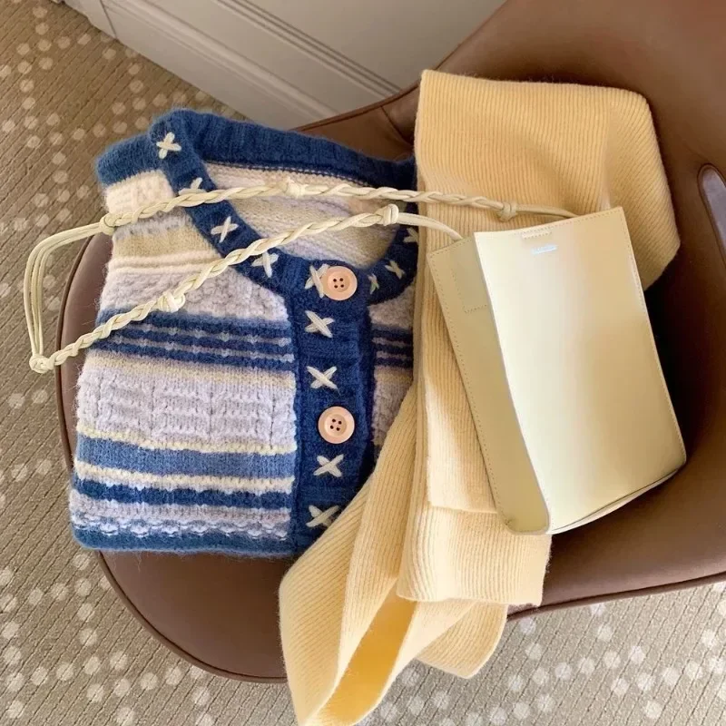 Винтажный полосатый кардиган со звездами Y2k свободные свитера женские вязаные