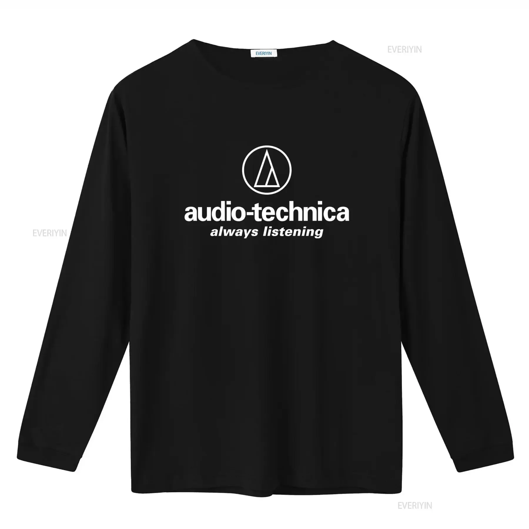 Фото Футболка с логотипом Audio Technica, дизайн «Always Listening», черный цвет, премиум-качество, идеально подходит для аудиофилов, винтажная, с эффектом потертости. №2