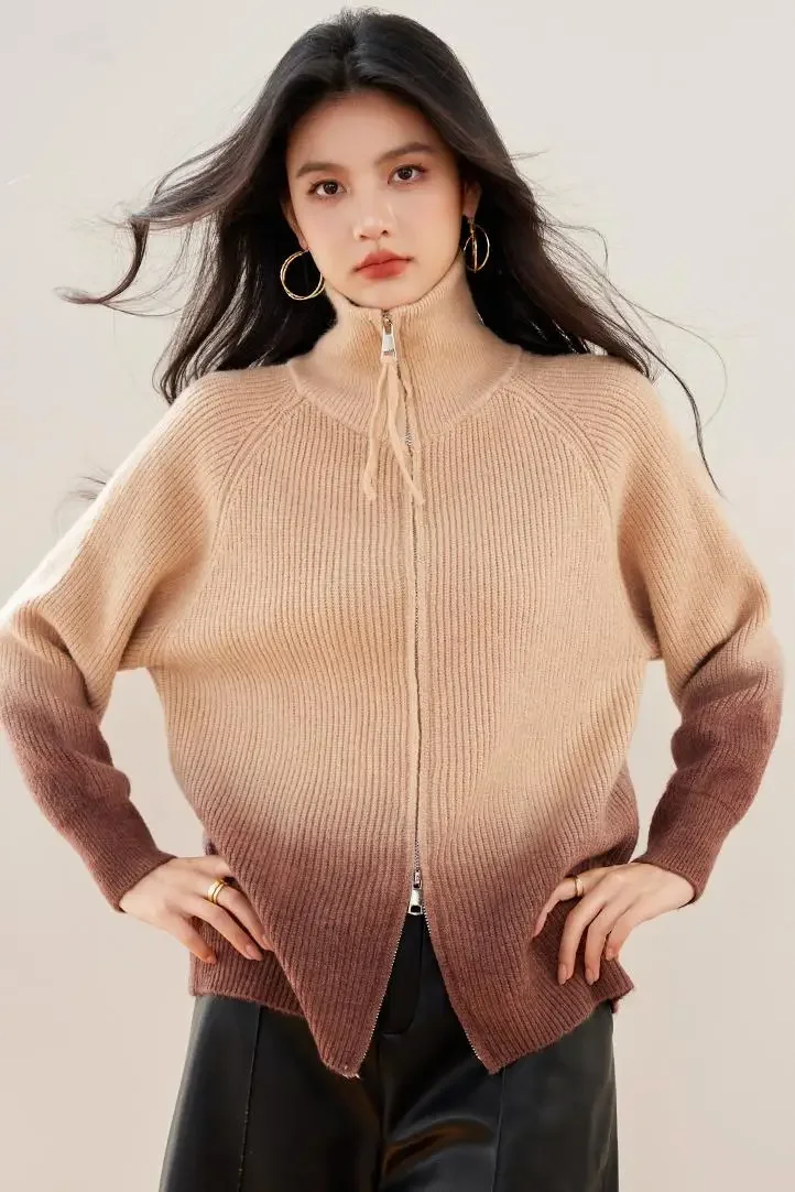 Новинка 2024 осенне-зимний женский свободный двусторонний кардиган на молнии