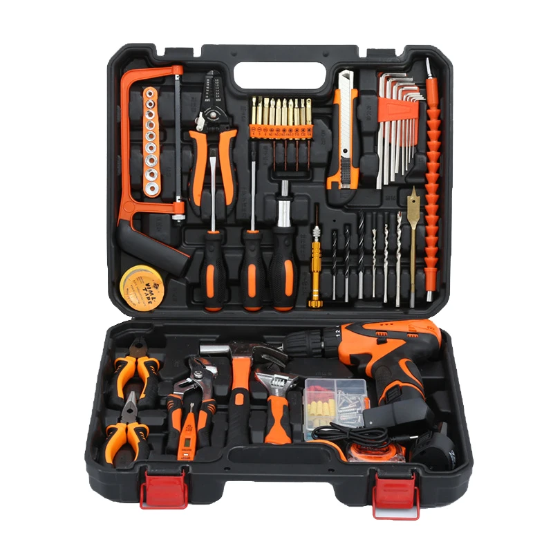 

126pcs Li-ion Battery Cordless Drill Tool Set Hand Tool Kit Wire Stripping Pliers Socket Bits Water Pump Wrench