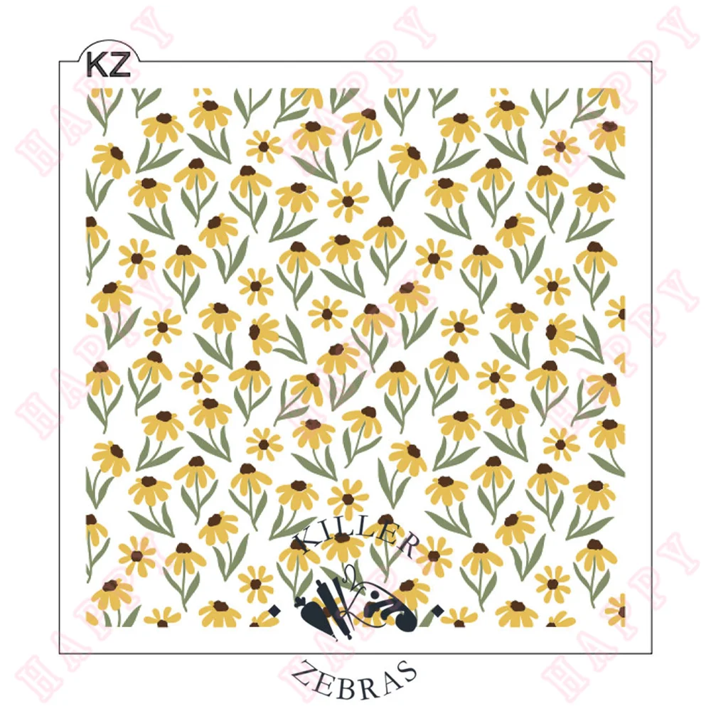

Black Eyed Susans 3 Part Background DIY Layering Stencils Painting Scrapbook Diary Coloring Embossing Album Decorative Template