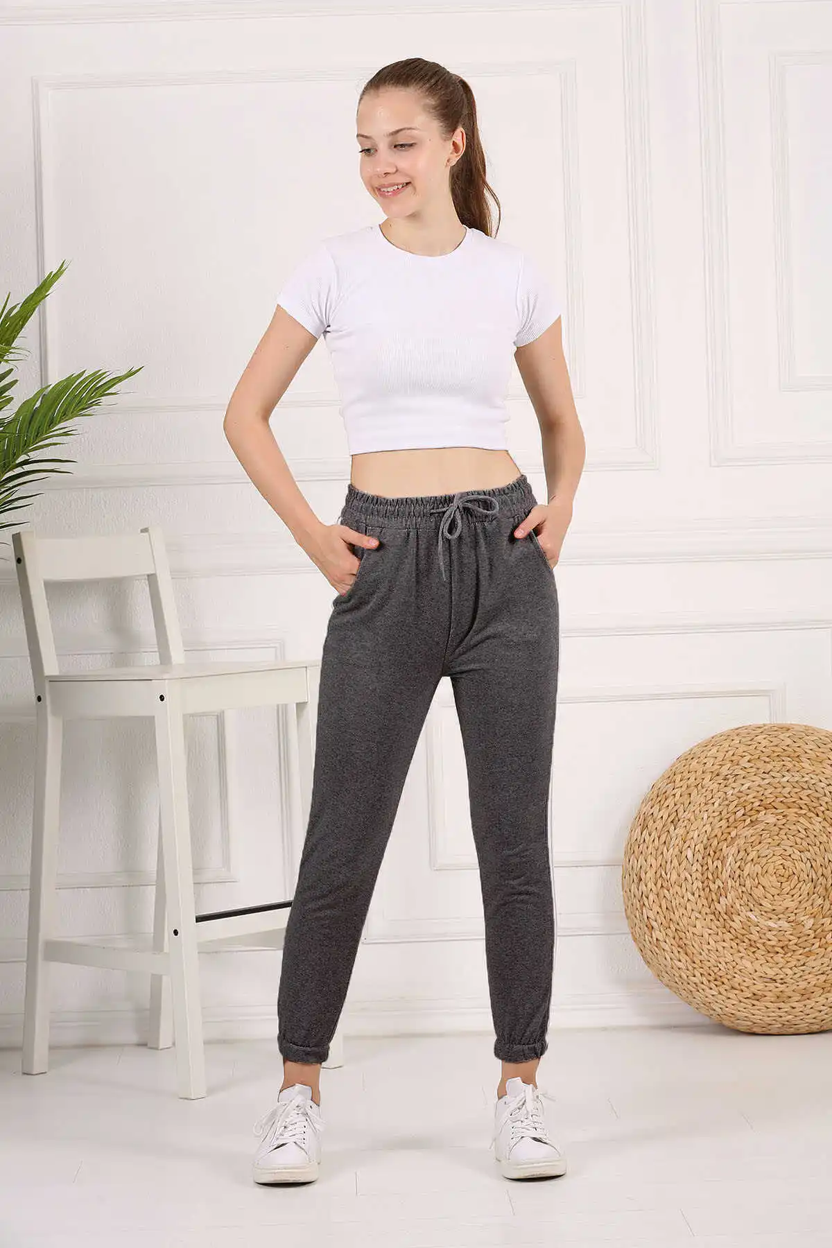 Yanı Stripe Sweatpants E-Anthracite