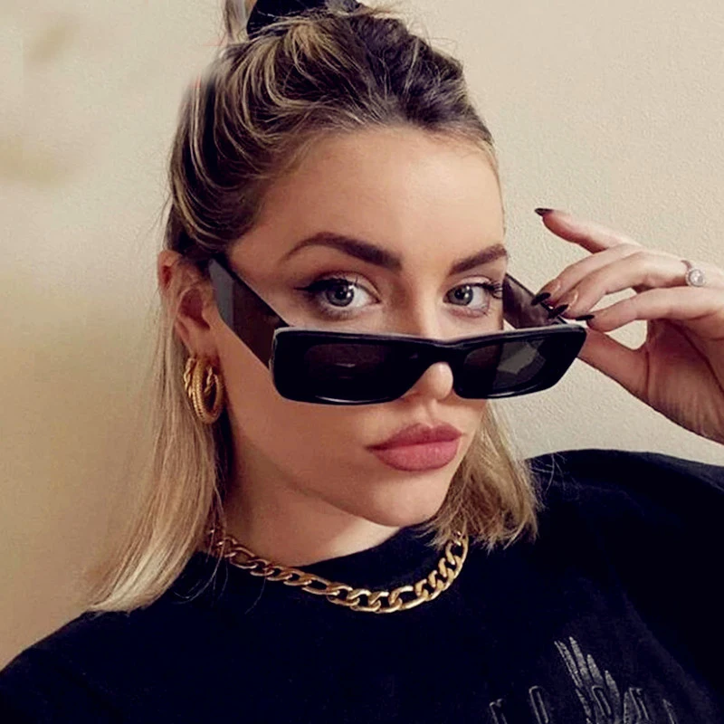 

Vintage Rectangle Sunglasses For Women PC Black Frame Decorative Sun Glasses Men Eyewear UV400 Internet Celebrity Recommend