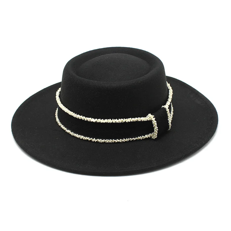 

Women's hat fedoras Men's hat autumn Winter felt panama headgear designer fashion black chapel beach Europe and America 2022 new