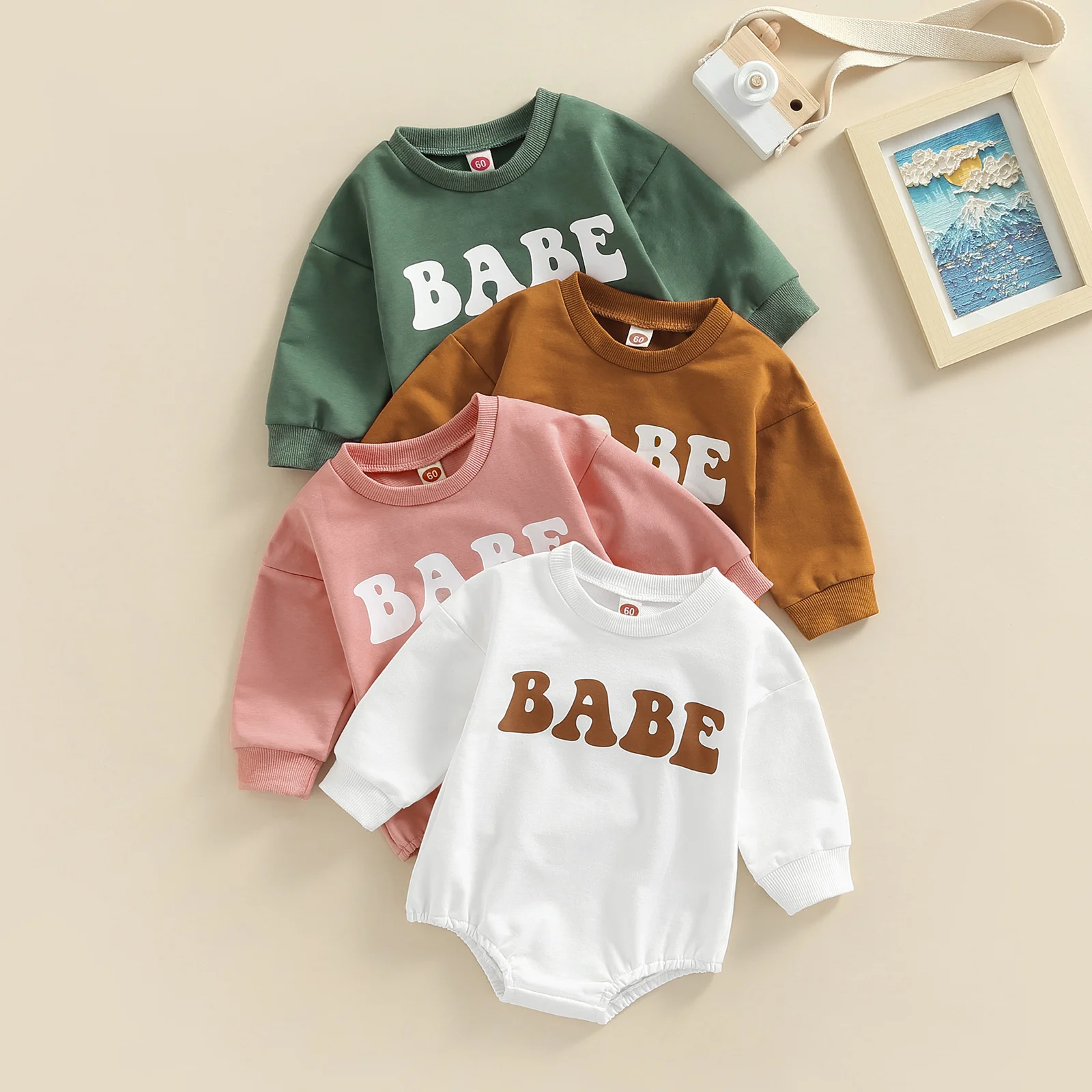 

Newborn Baby Girls Boys Spring Autumn Romper Toddler Infant Soft Cotton Long Sleeve o Neck Letter Print Casual Playsuit