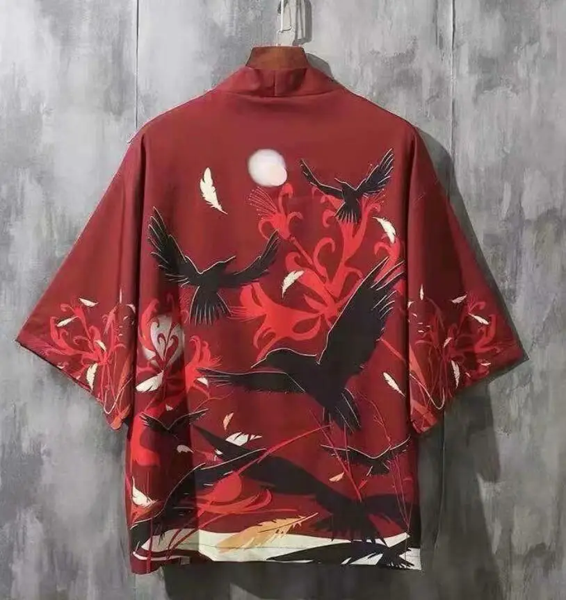 Кимоно мужское в японском стиле юката женская модная пляжная кофта с Оби |