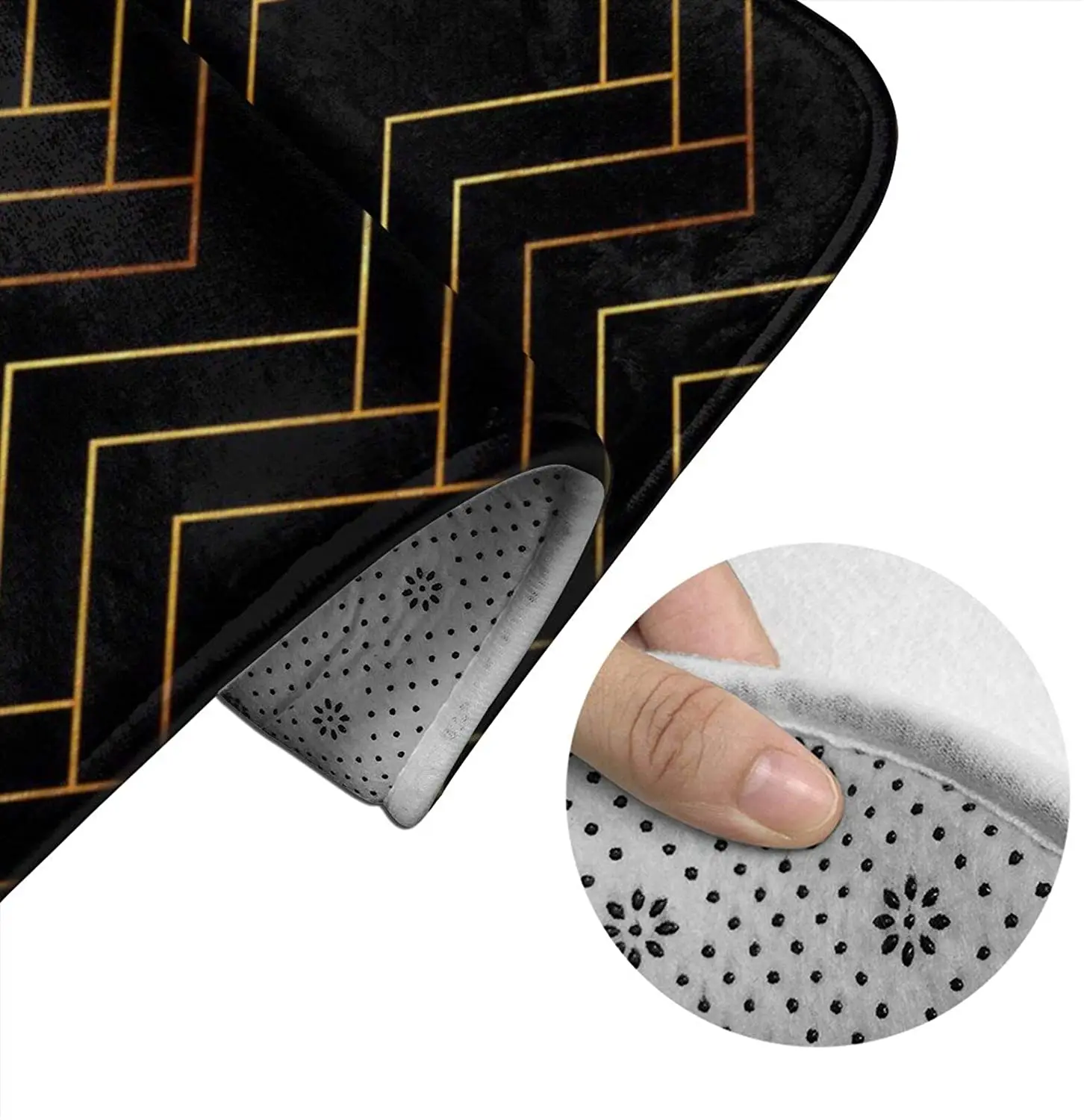 

Art Deco Chevron Lines B Bathroom Mat Sets 3 Piece Set Rugs Memory Foam Mat Set Toilet Seat Cover Bath mat Lid Cover