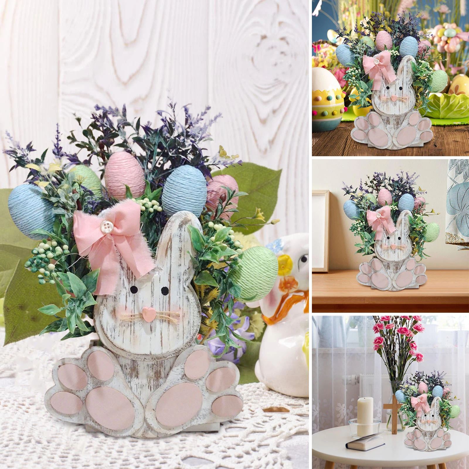 

Цветочный горшок в виде кролика, милый кролик, художественные поделки, настольные украшения на Пасху, праздничные подарки, домашний декор д...