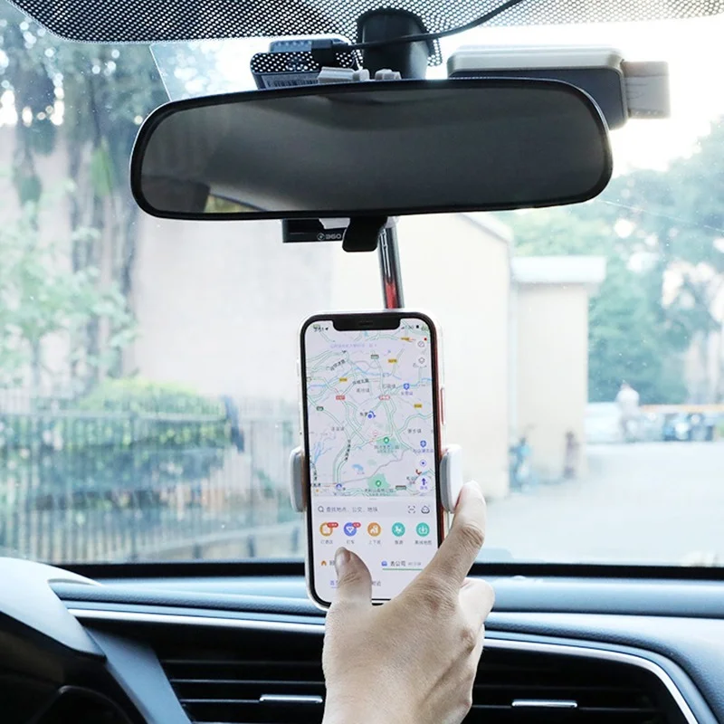 rearview mirror mount car phone holder universal gps navigation phone bracket 360 rotation adjustable support stand free global shipping