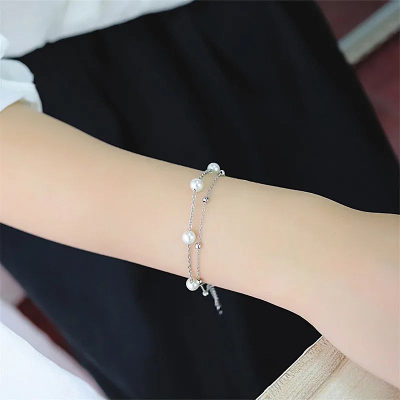 

Han Xiaoqing's New Gentle Double Layer Pearl Bracelet Women Dating Bracelet Girlfriend Sisters Chain Gift Jewelry