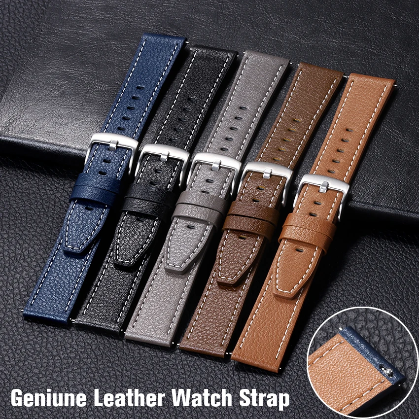 

Ремешок из телячьей кожи для часов, мягкий браслет из натуральной кожи для мужчин и женщин, быстросъемный браслет для наручных часов, аксессуары для часов, Синий Коричневый, 20 мм