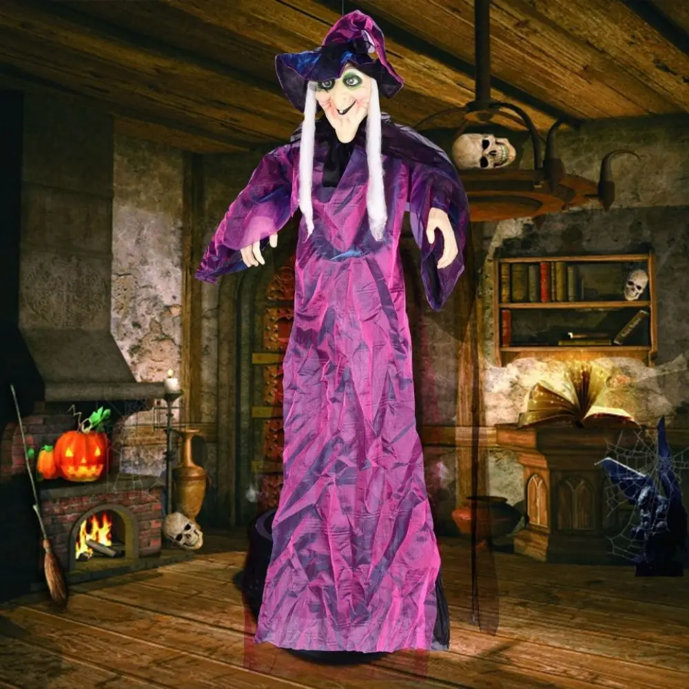 Жуткая ведьма украшение на Хэллоуин индукционное управление подвесной тканевый