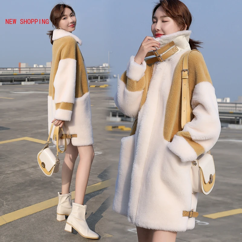 Fashion Long Teddy Coat Jacket Women 2023 Autumn Winter Warm Lambswool Jackets Blue Faux Fur Coat Fur Female Outerwear Vintage