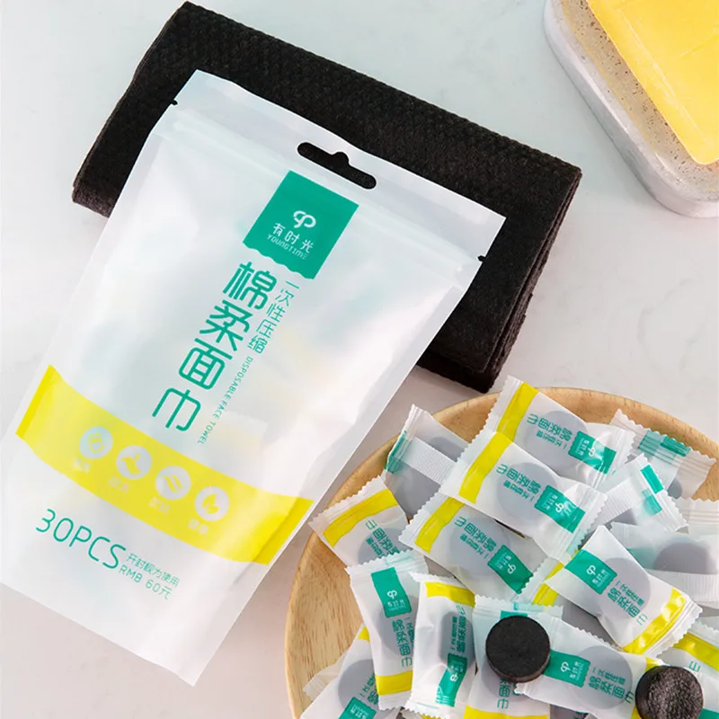 

30 шт. Одноразовые Бамбуковые угольные сжатые полотенца утолщенные полотенца для лица портативные для путешествий
