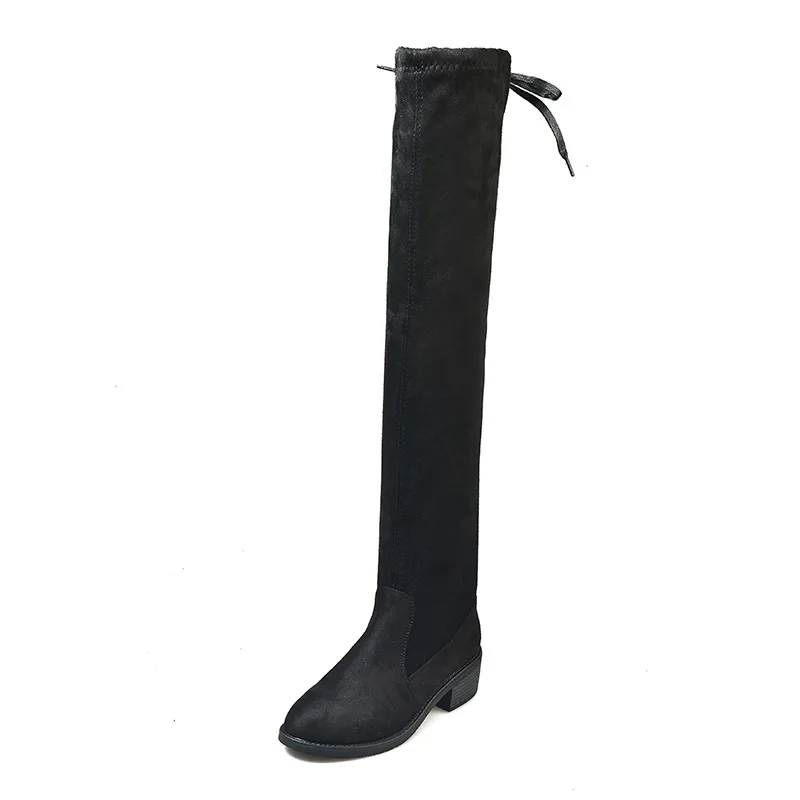 Women's Over The Knee Boots New Female Autumn Winter Square Low Heels Knee High Boot Footwear for Women 2022 Thigh Fashion Shoes