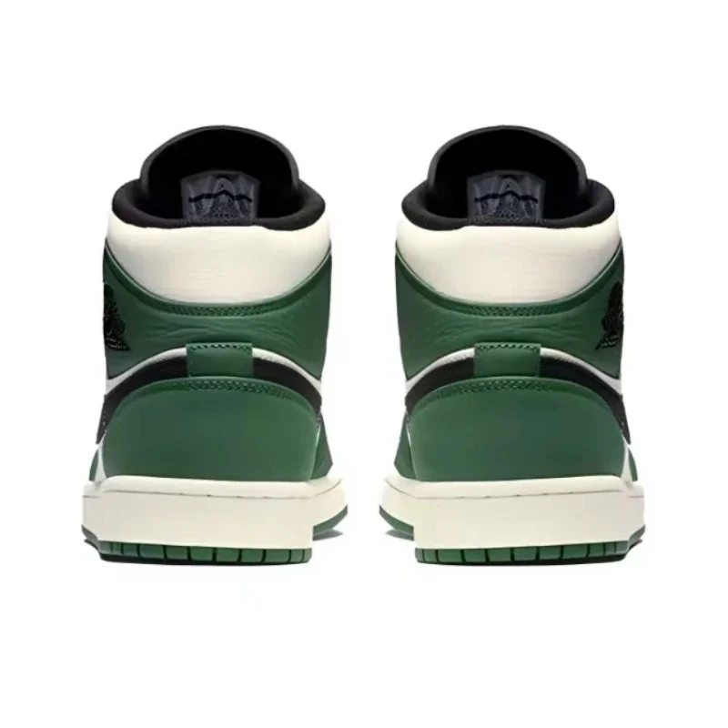 Мужские кроссовки Nike Air Jordan 1 высокие зеленые белые средние классическая модель в