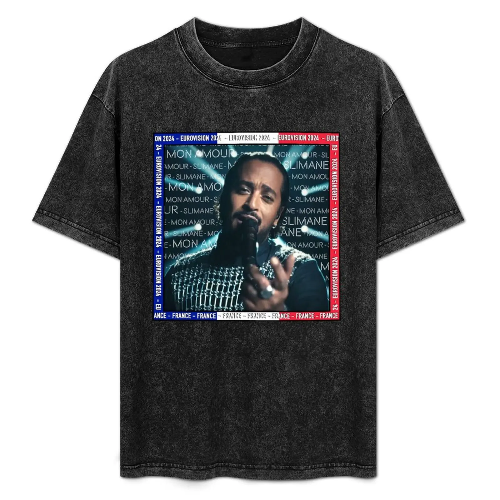 Eurovision 2024 г. серебристая французская футболка с надписью Mon Love мешковатые рубашки