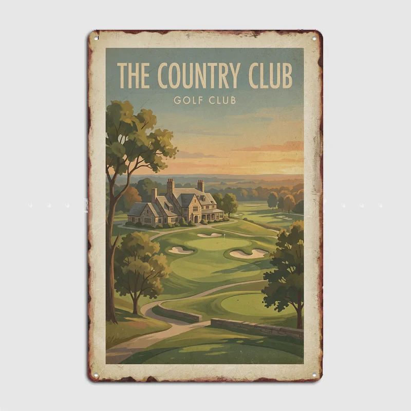 Фото Металлический постер с изображением гольф-поля Country Club Brookline, декоративная табличка для дома, украшение для интерьера и экстерьера, декор для стен. №1