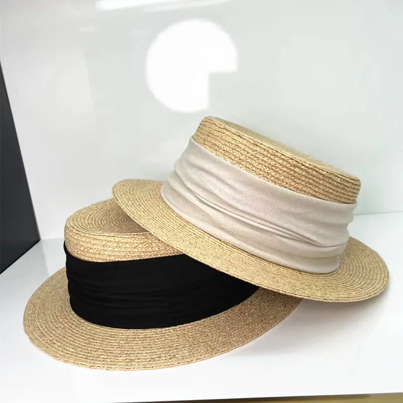 

202306-HQ-5cm brim natural raffia grass classic summer beach holiday street panama fedoras cap men women leisure JAZZ hat