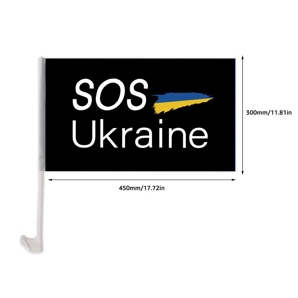 Ukraine Flag Car Window Flag 30*45cm Car Flag HandHeld Flag With Flag Pole - Vivid Color and Fade Resistant Hand Held Stick Flag images - 6