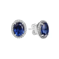 sparkling statement halo stud earrings blue stone earrings for women wedding earring original jewelry gift bijoux brincos