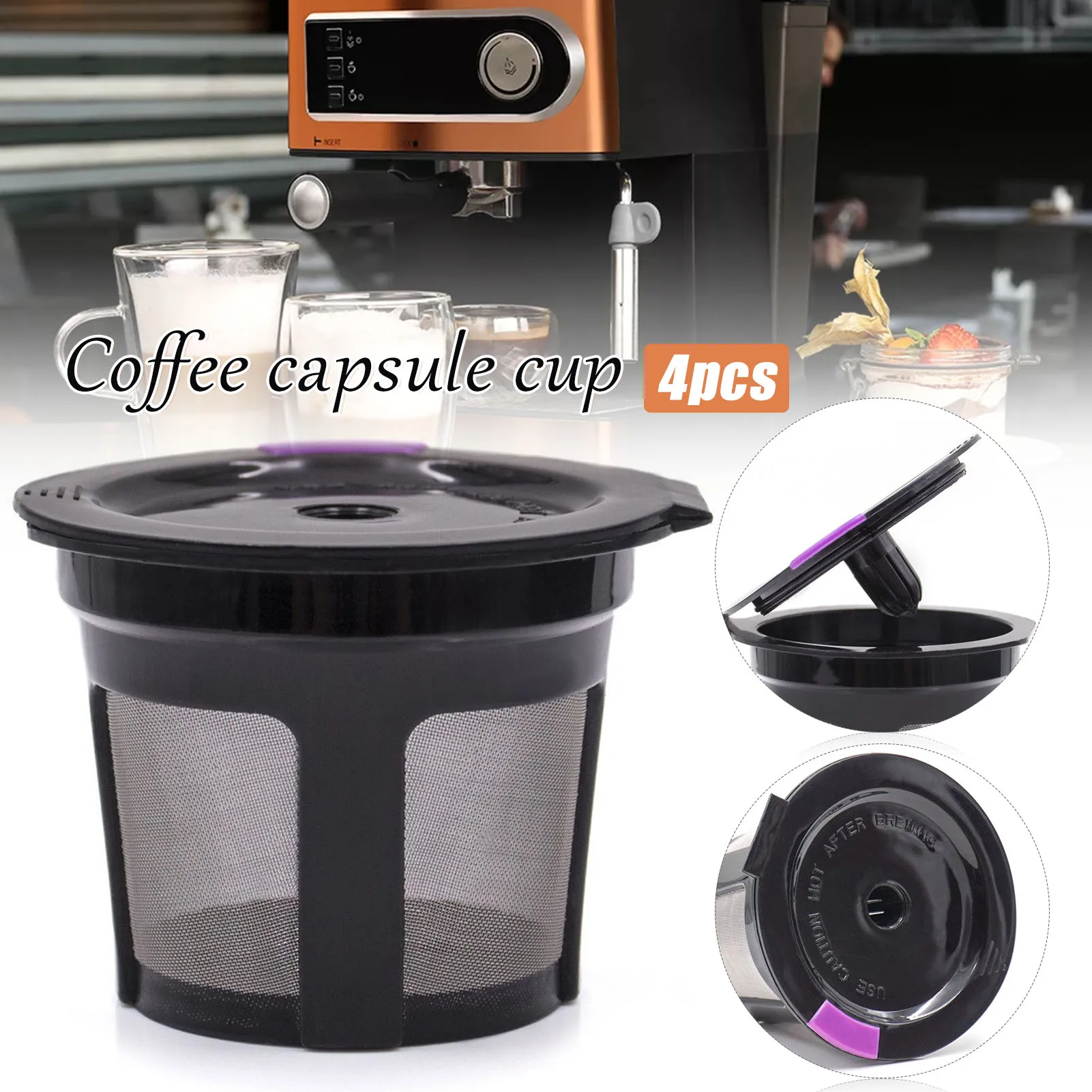 

4PCS Coffee Filter Reusable Refillable Coffee Cup with Stainless Steel Mesh Reusable Coffee Filters JAN88