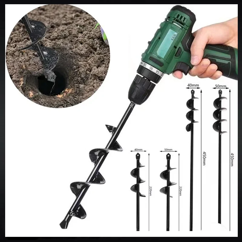 

7 Sizes Garden Auger Drill Bit Tool Spiral Hole Digger Ground Drill Earth Drill For Seed Planting Gardening Fence Flower Planter