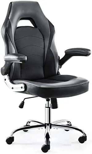 - Office Chair Desk Chairs With Wheels Computer Chair With Flip-up Armrest And Height Adjustable Swivel Chair Splicing Pu