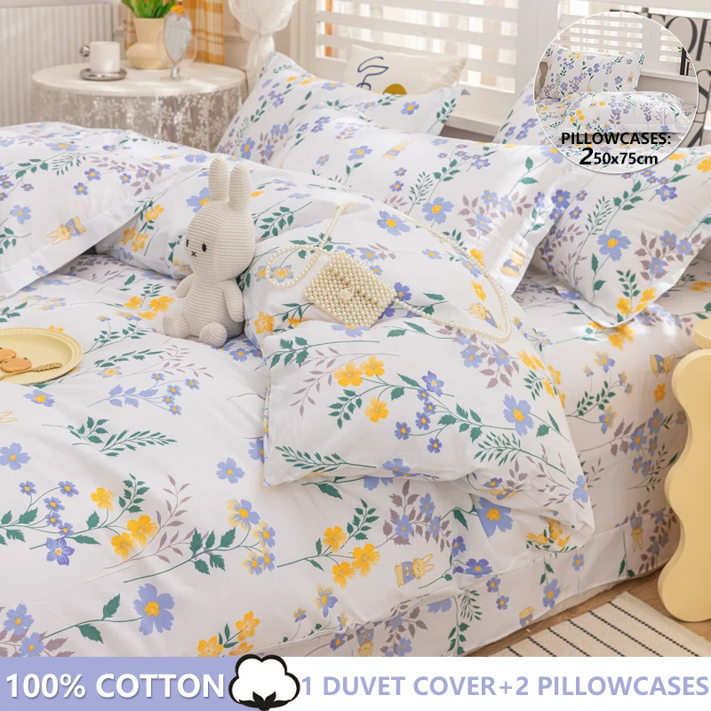 

Luxury Bedding Set,Premium Floral Style Duvet Cover Set,100% Cotton,Ultra Soft,Single Double King Full,Pillowsham 50x75
