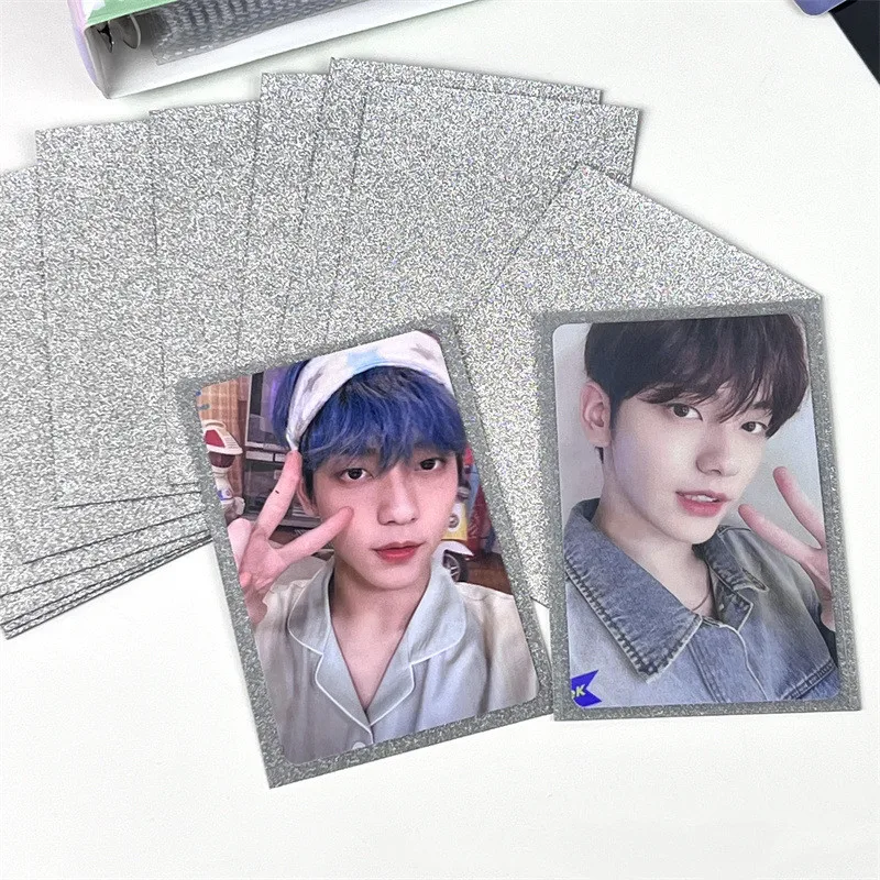 

10pc Photocard Protective Sleeves Creative Solid Color Glittery Silvery Idol Kpop Family Friend Waterproof Photo Card Holder