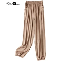 heavyweight double qiao satin silk bloomers womens summer elastic waist loose slim casual leggings mulberry silk pants