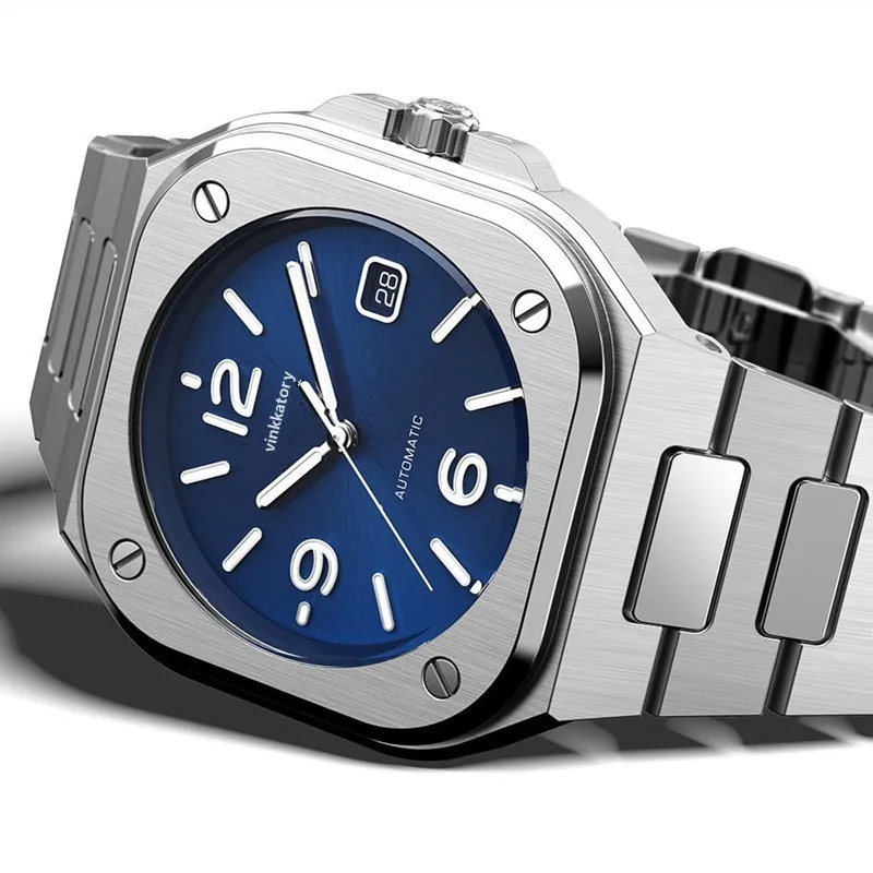 

Original Brand BR 05 Blue Dial Stainless Steel Strap with Date Quartz Luxury Business Smart Watch For Men Gift Free Shipping