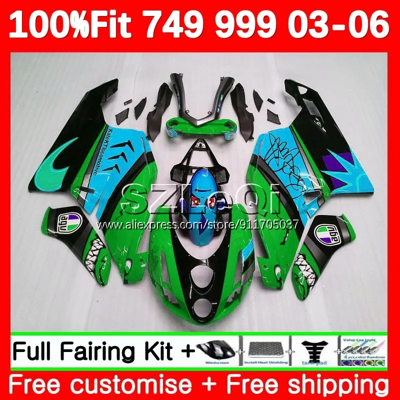 

Корпус от производителя shark green для DUCATI 749R 999R 749S 999 S 749 999 S R 03 04 05 06 749 2003 2004 2005 2006, Инжекционный обтекатель 143LQ.74