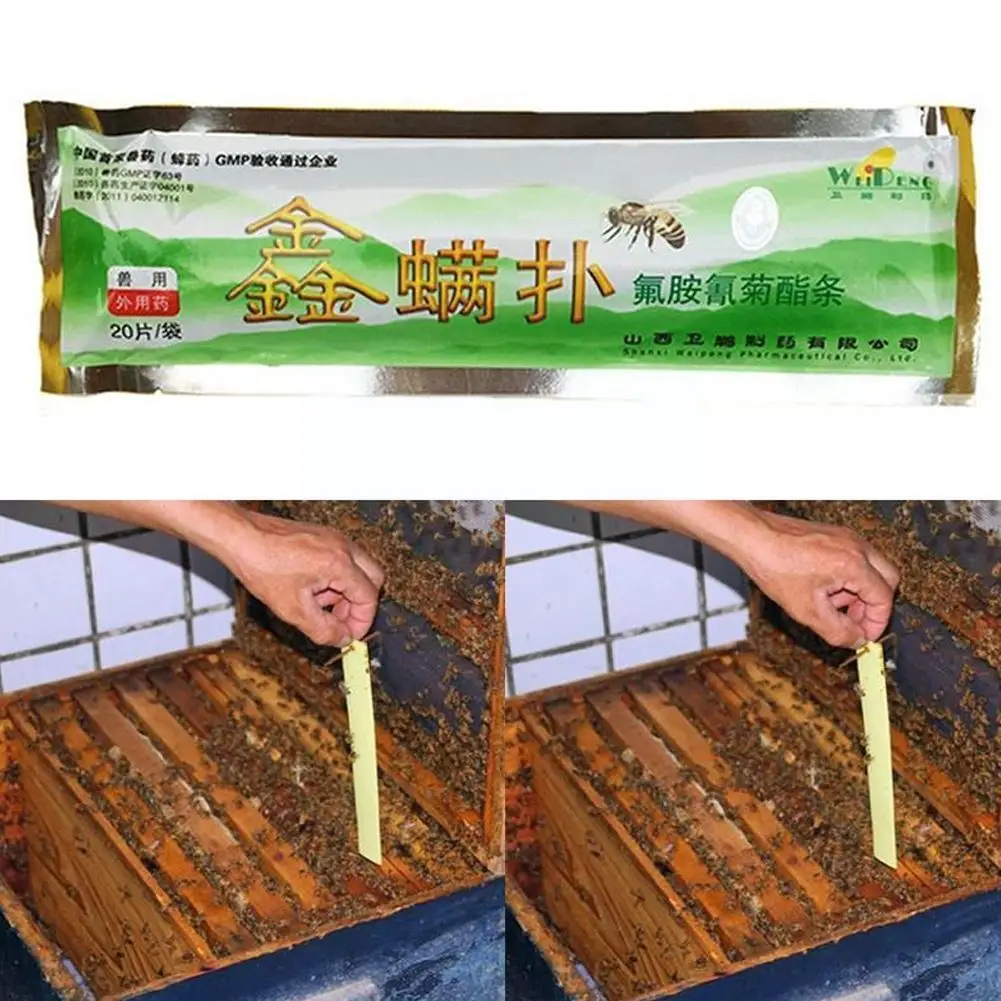 

20 Pieces Bee Mite Medicine Strip Bee Mite Acaricide Strip Beekeeping Bee Varroa Mite Medicine Killer All For Beekeeper J0x3