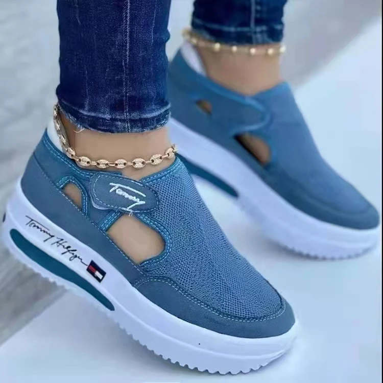 

2022 NEW Women Vulcanized Sneakers Platform Solid Color Flats Ladies Shoes Casual Breathable Wedges Ladie Walking Sneakers