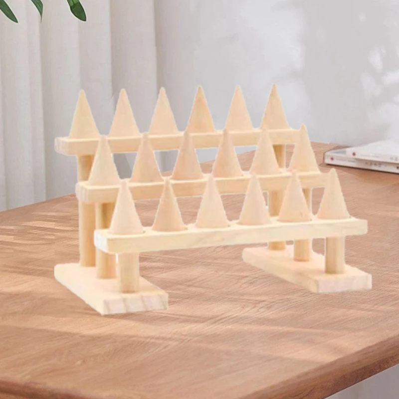 1 PCS Ring Wood Jewelry Display Stand Organizer Boho Jewelry Storage Event Display Holder Nature Wooden Base Shop Decor Wood