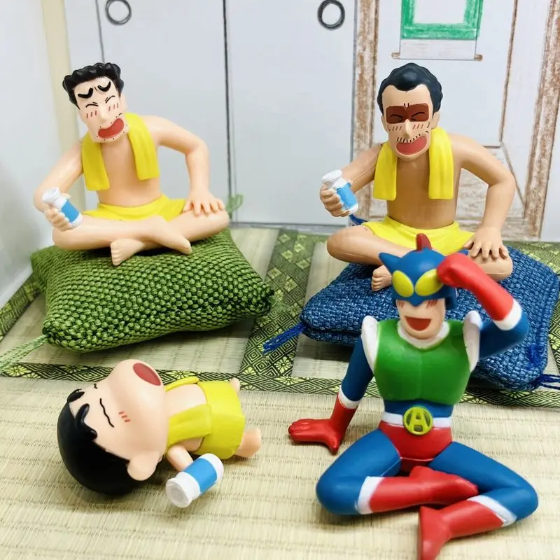 Фото Коллекционная фигурка Bandai Crayon Shin-Chan после купания: Хироши Бу, Маска, Принцесса Энчо, 5 см, ПВХ, декор для стола, в наличии №2