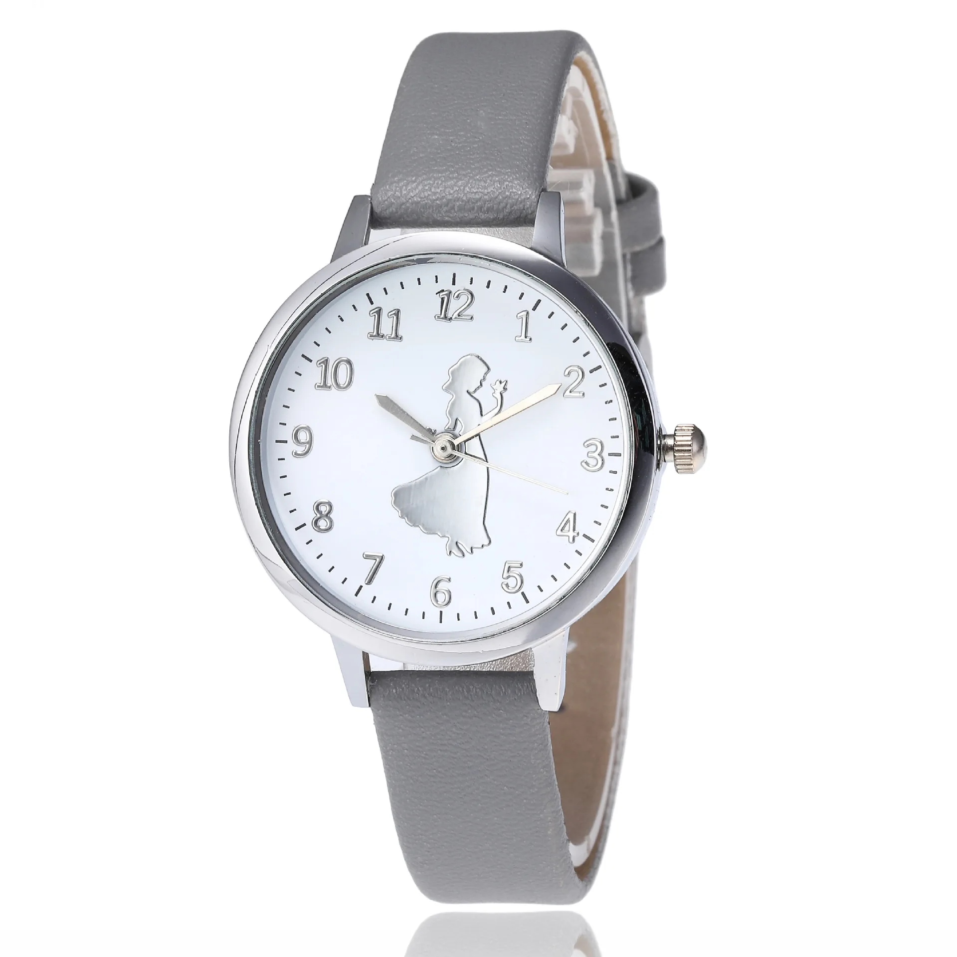 2022 New Women's Pu Leather Strap Quartz Dancing Ladies Watch No Logo Girls Students Wristwatch