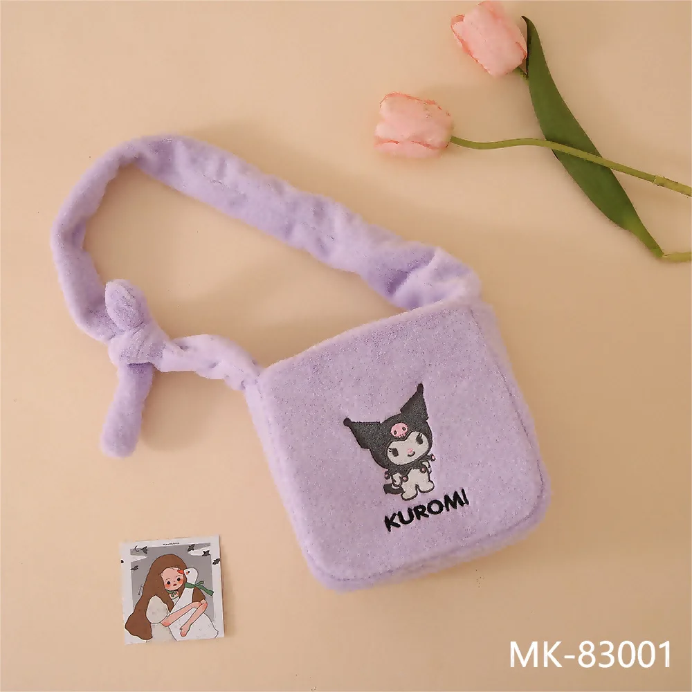 

Новинка осенне-зимняя плюшевая Повседневная сумка с рисунком из аниме «Моя Мелодия» Kuromi Y2K, женская сумка через плечо с вышивкой