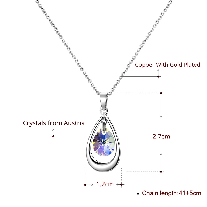 Классическое ожерелье с подвеской в виде груши цепочка серебряного цвета