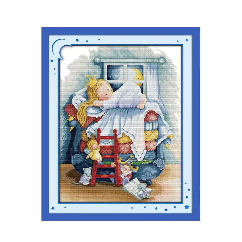 

Pea Princess cross stitch kit cartoon 14ct 11ct count print canvas stitching embroidery DIY handmade needlework