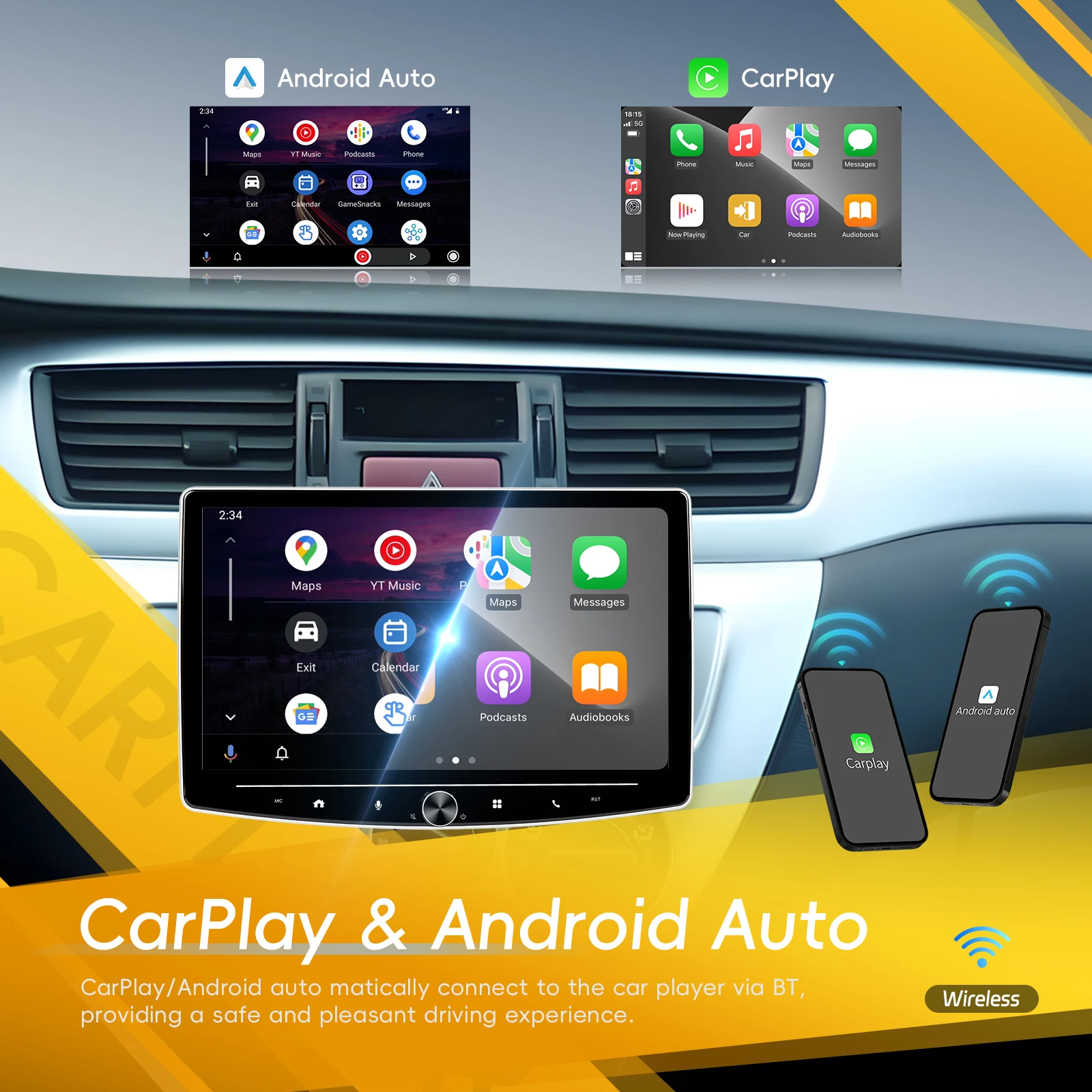 Автомагнитола Podofo 1din 10 1 дюйма с поворотом на 360 ° Bluetooth wi-fi GPS