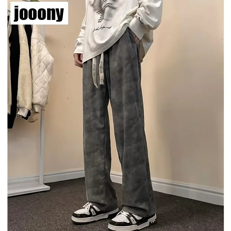 Свободные прямые винтажные вельветовые брюки непринужденные для бега осенние