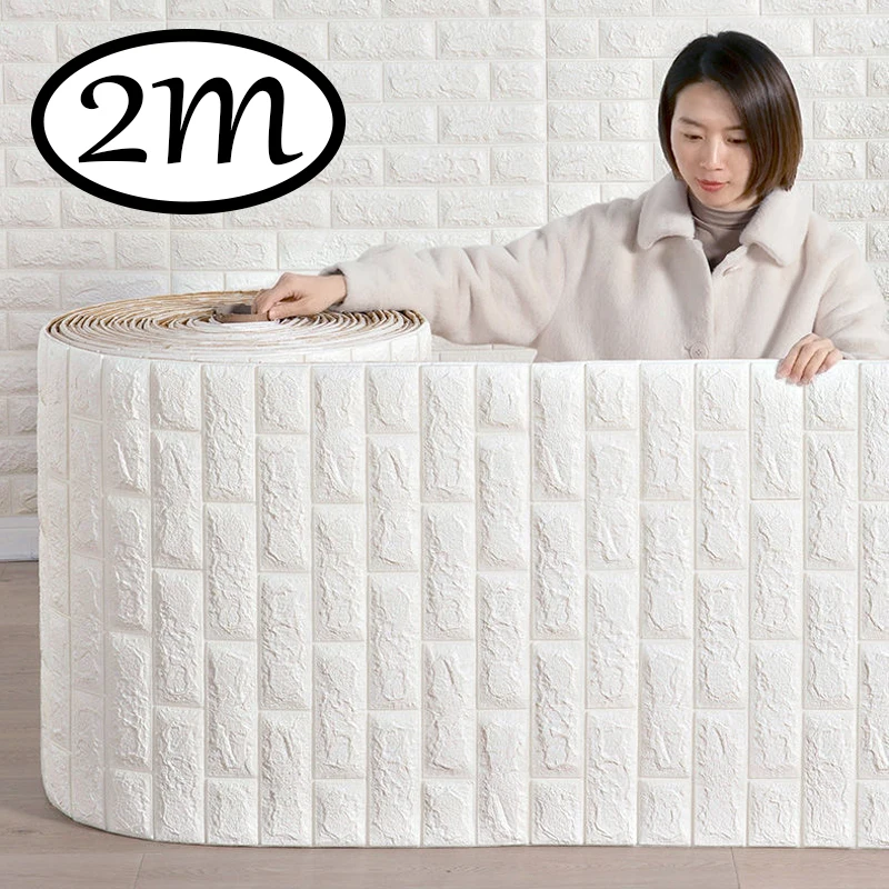 

2mx70cm 3D Brick Wall Stickers DIY Decor Self-Adhesive Waterproof Wallpaper For Kid Room Bedroom Kitchen Home Wallcovering Decor