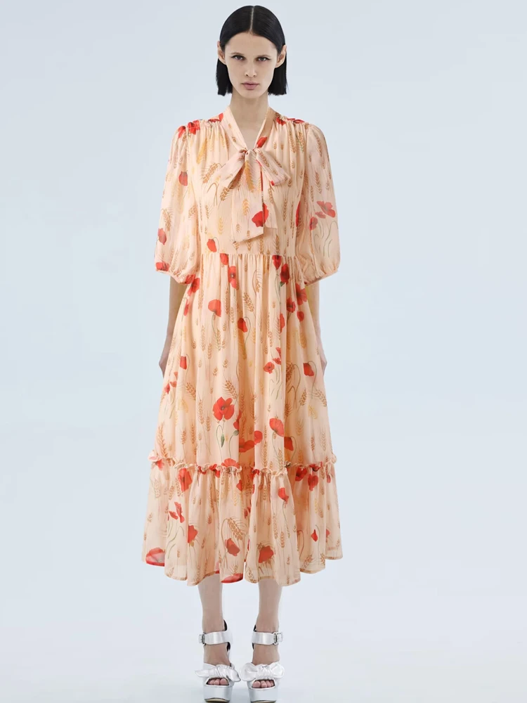 

Дизайнерское высококачественное модное летнее Новое Женское шифоновое богемное праздничное винтажное повседневное элегантное шикарное платье миди с рисунком