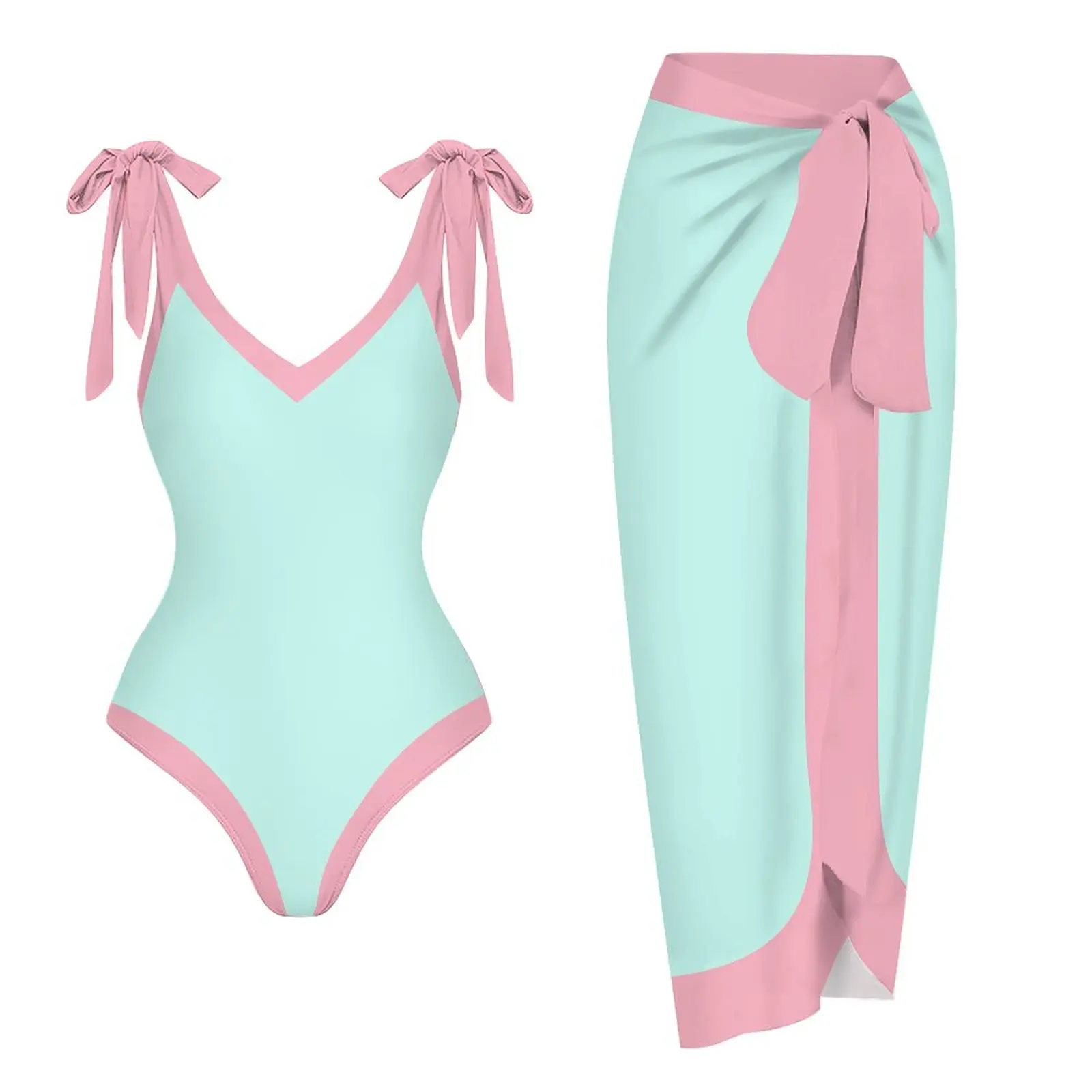 Женский раздельный купальник с цветочным принтом