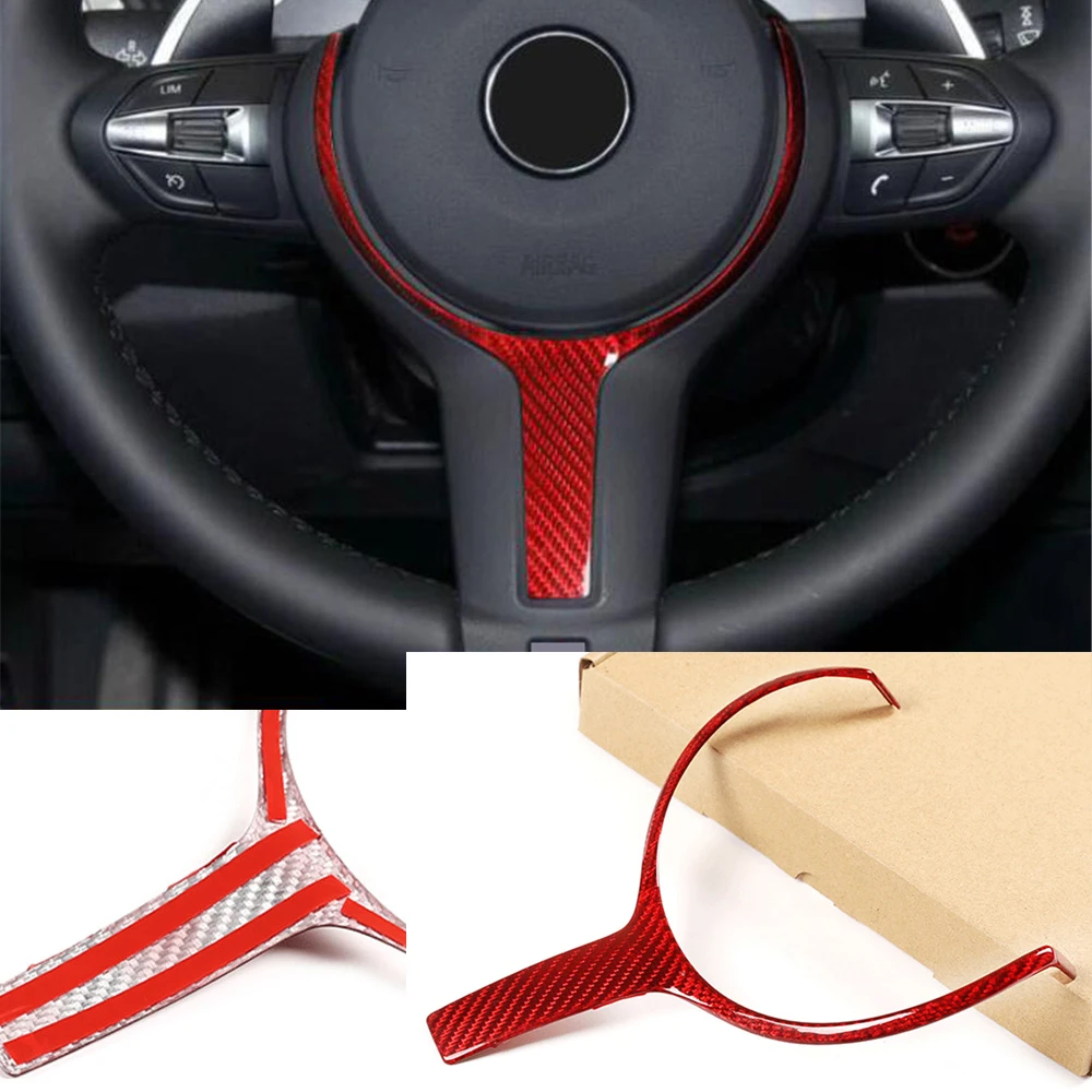 

Real Carbon Fiber Steering Wheel Trim For BMW 3 Series X1 X2 X5 X6 2013-2019 Interior Car Accessories