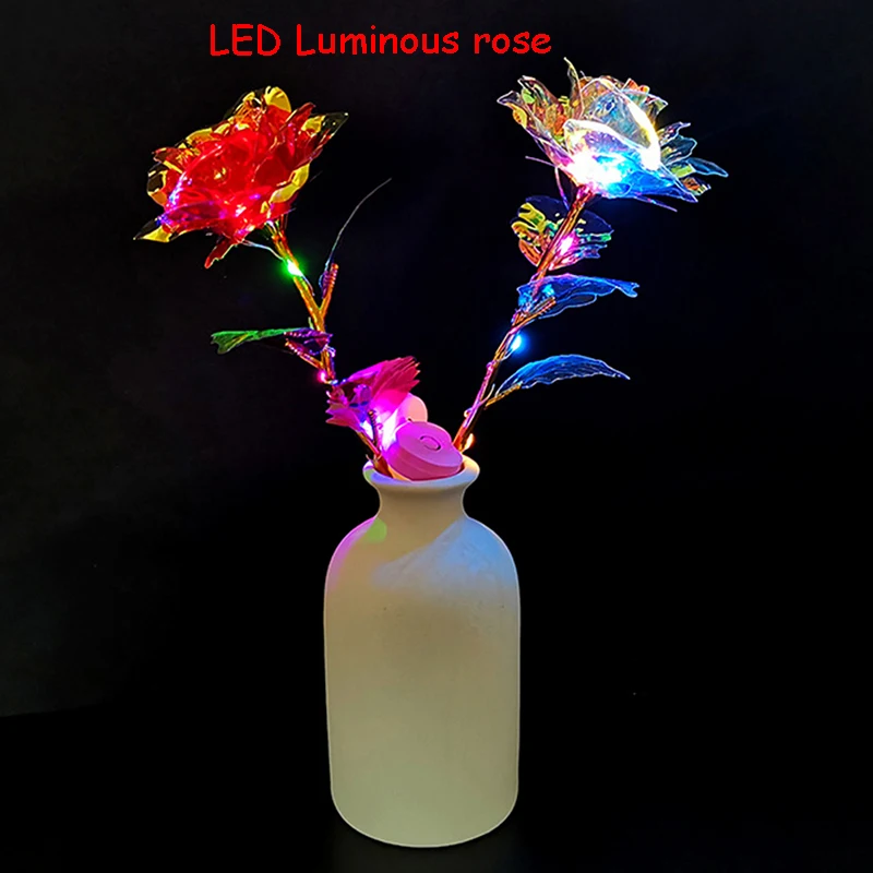 

Rose Eternal Gold Flower Luminous Artificial Roses Valentines Day Gift Beauty