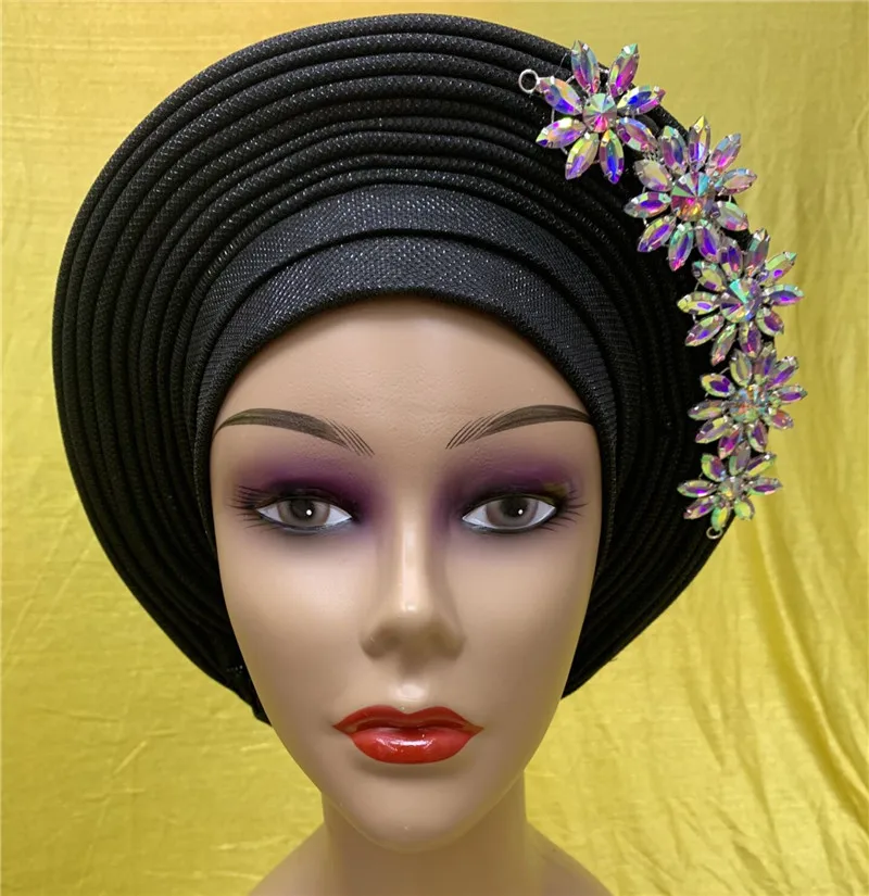 Aso oke Нигерия для традиционного брака головной убор gele уже сделанная африканская